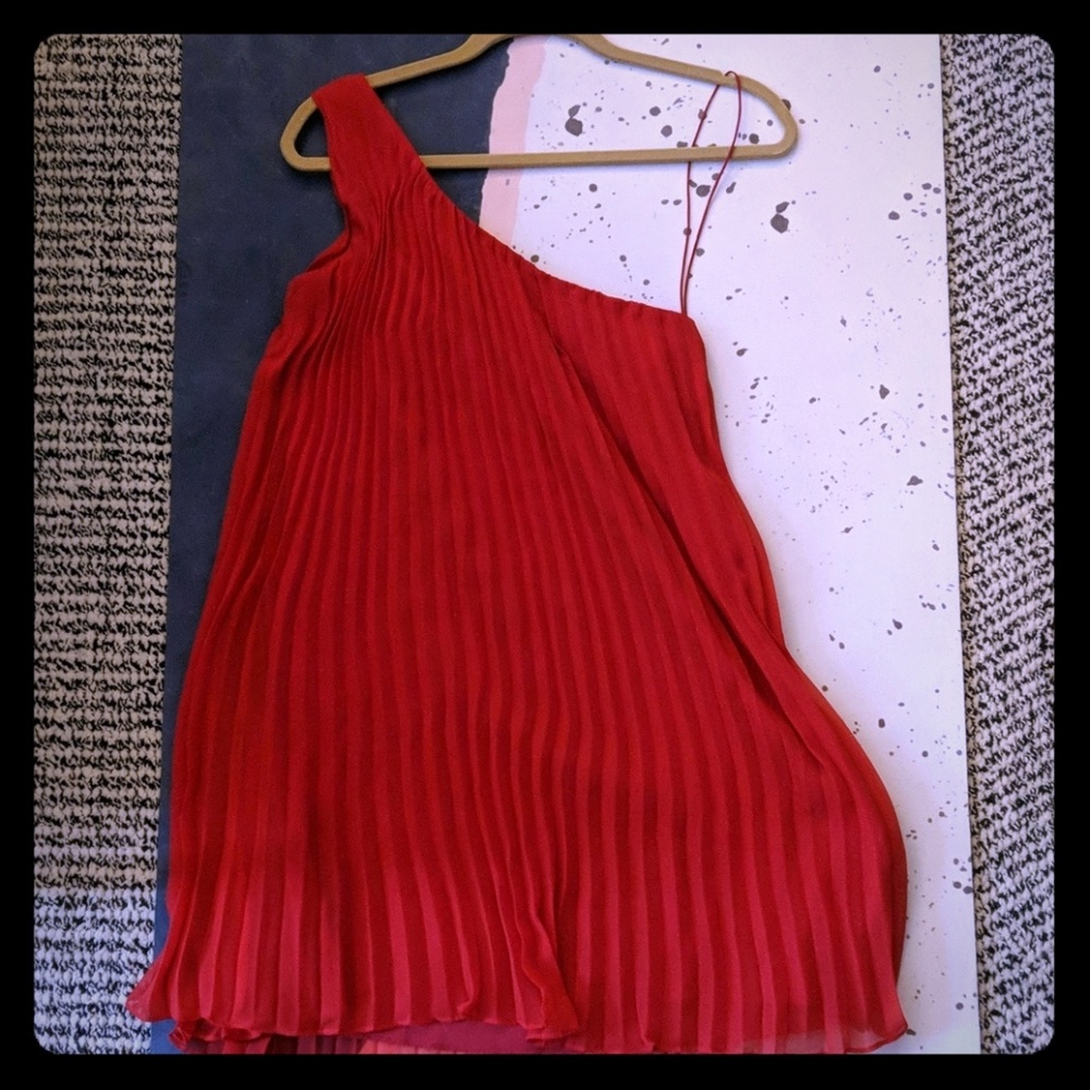 Red one shoulder party dress